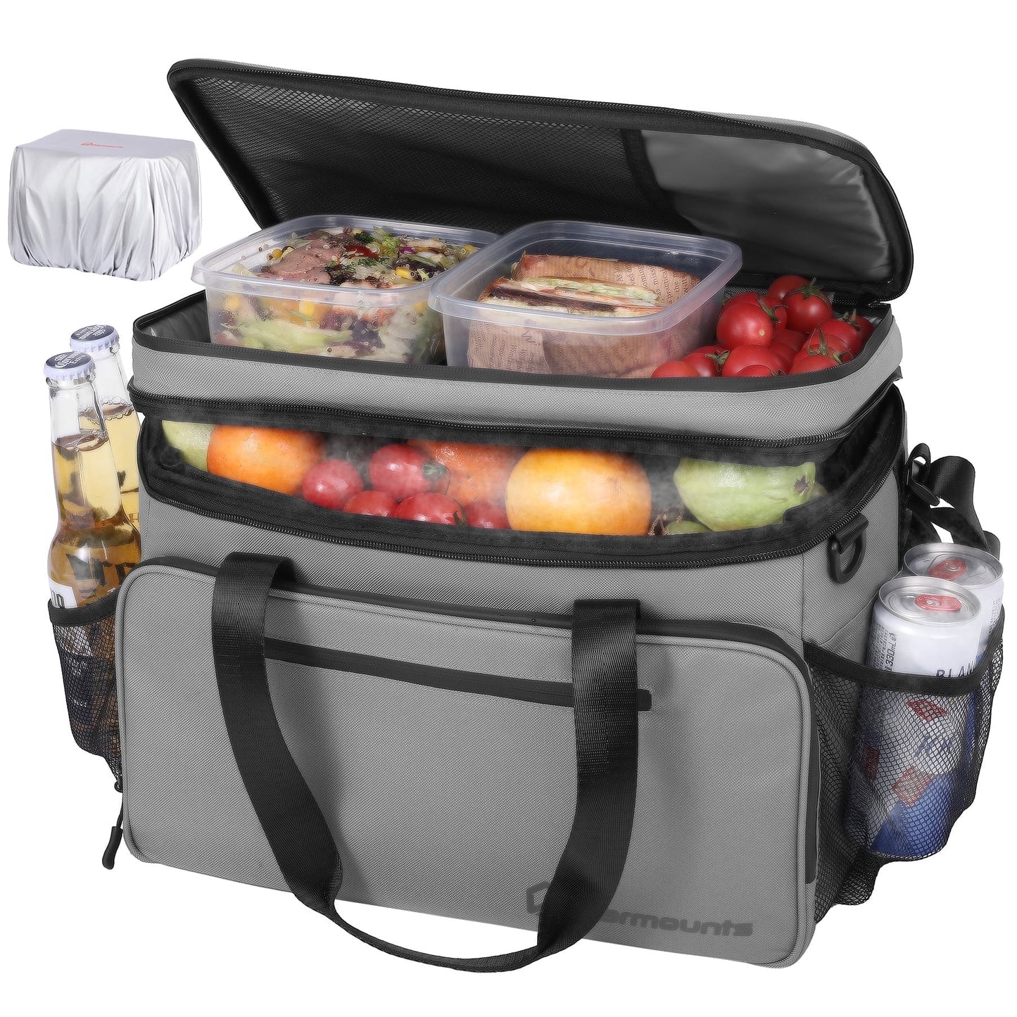 Soft Cooler Bag, Fits 48 Cans W/ Insulating Cover, Upgraded Leakproof Seal, 2 Compartments for Cold and Dry Storage