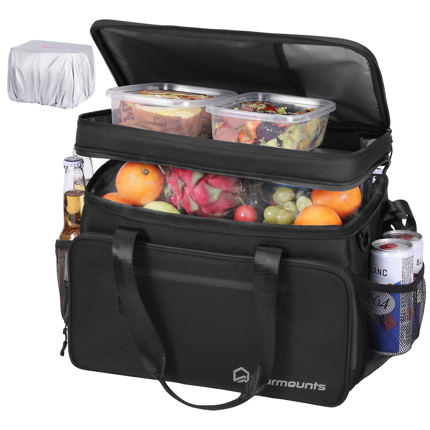 Soft Cooler Bag, Fits 48 Cans W/ Insulating Cover, Upgraded Leakproof Seal, 2 Compartments for Cold and Dry Storage
